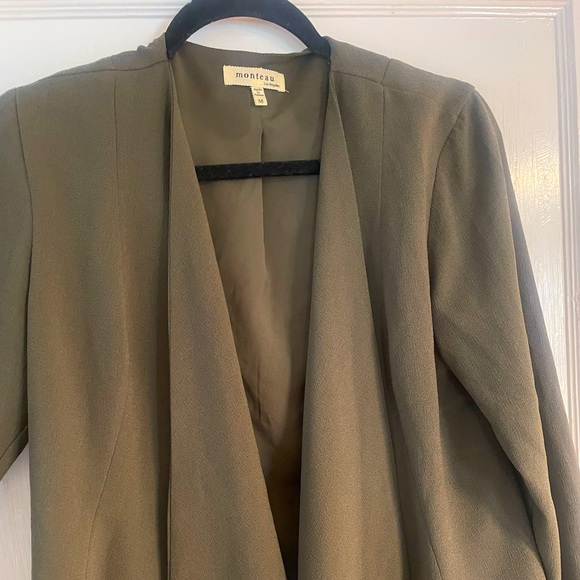 Monteau brand Olive Green blazer - Flowy front opening - Picture 2 of 3
